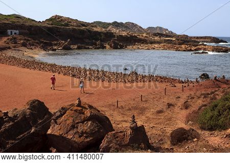 Cala Pregonda, Menorca / Spain - June 23, 2016: Garden Of Stone Sculptures In Cami Des Cavalls, Path