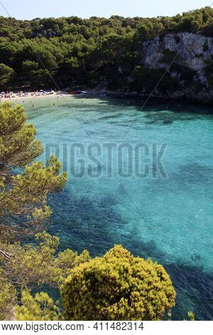 Macarella, Menorca / Spain - June 25, 2016: Cala Macarella Bay, Menorca, Balearic Islands, Spain