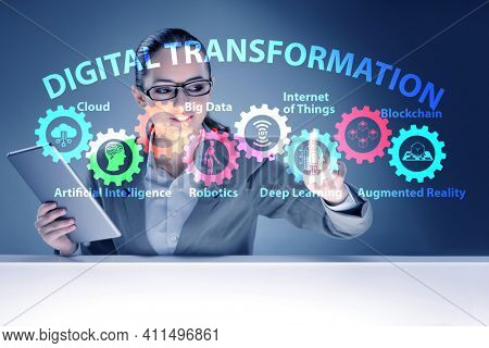 Businessman in digital transformation concept