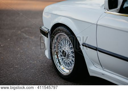 Berlin, Germany - July 07, 2020: Original Bbs Wheels On Bmw M3 E30 Outdors.