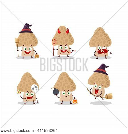 Halloween Expression Emoticons With Cartoon Character Of Morel