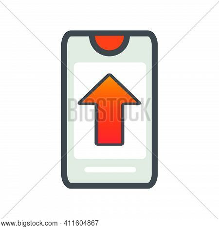 Smartphone With Upload Box Illustration. Smartphone Illustration. Vector Icon.