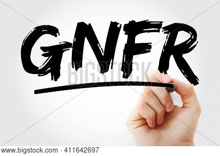 Gnfr - Goods Not For Resale Acronym With Marker, Business Concept Background