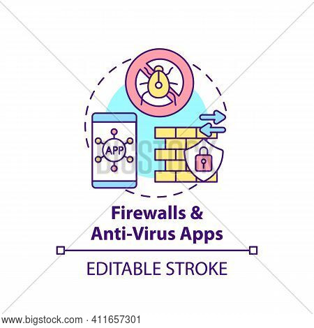 Firewall And Anti-virus Apps Concept Icon. Control And Filtering Of Network Traffic Idea Thin Line I