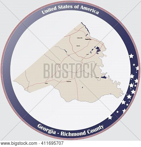 Large And Detailed Map Of Richmond County In Georgia, Usa.