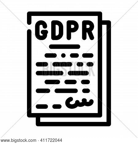 Gdpr General Data Protection Regulation In European Union Line Icon Vector Illustration