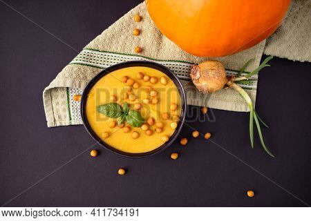 Teksture Of Orange Pumpkin On The Orange Background