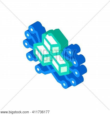 Blockchain Blocks Isometric Icon Vector Illustration Sign
