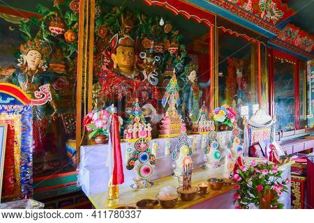 Rinchenpong, Sikkim, India - 17th October 2016 : Religious Statues Of Buddhism At Rinchenpong Monast