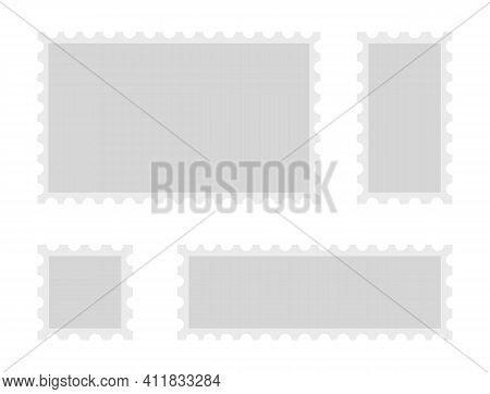 Postage Stamps Set. Blank Of Stamps Mockup. Sticker Templates With Place For Text. Tag And Label. Pa