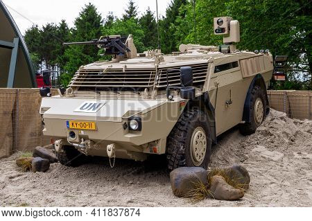 Gilze-rijen, Netherlands - Jun 20, 2014: Dutch Army Fennek Armoured Reconnaissance Vehicle At The Ai