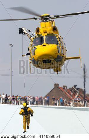 Eurocopter As365 Daupin Rescue Helicopter From Nhv-noordzee Helikopters Rescue Operation. September 