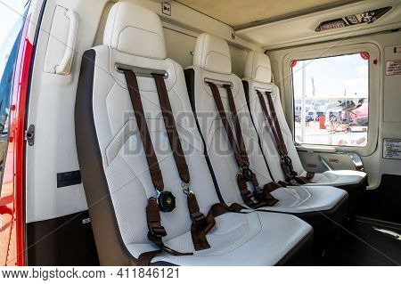 Interior View Of Vip Seats In A Kazan Ansat Helicopter At The Paris Air Show. France - June 21, 2019