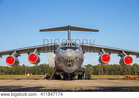Ukrainian Air Force Ilyushin Il-76 Transport Plane In The Tarmac Of Kleine-brogel Airbase. Belgium -