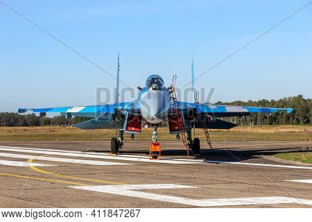 Sukhoi Su-27 Flanker Fighter Aircraft Of The Ukrainian Air Force At Kleine-brogel Airbase. September