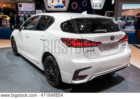 Lexus Ct 200h Hybrid Car Showcased At The Autosalon 2020. Brussels, Belgium - January 9, 2020.