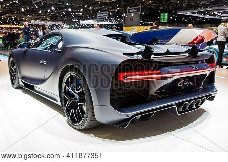 Bugatti Chiron Sport '110 Ans Bugatti' Special Edition Car At The 89th Geneva International Motor Sh