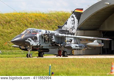Jagel, Germany - Jun 13, 2019: Special Livery Painted German Air Force Panavia Tornado Fighter Bombe