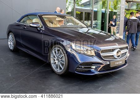 Frankfurt, Germany - Sep 10, 2019: Mercedes Benz S 560 Cabrio Car Showcased At The Frankfurt Iaa Mot