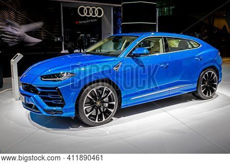 Frankfurt, Germany - Sep 11, 2019: Lamborghini Urus Car Showcased At The Frankfurt Iaa Motor Show 20