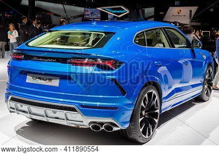 Frankfurt, Germany - Sep 11, 2019: Lamborghini Urus Car Showcased At The Frankfurt Iaa Motor Show 20