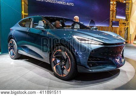 Frankfurt, Germany - Sep 11, 2019: Cupra Tavascan Electric Suv Concept Car Reveiled At The Frankfurt