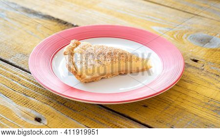 Slice Of Indiana Sugar Cream Pie Close Up