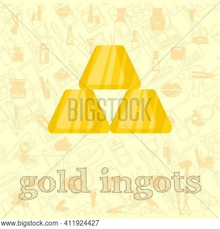 Gold Ingots Vector Flat Illustration, Gold Business Vector Illustration