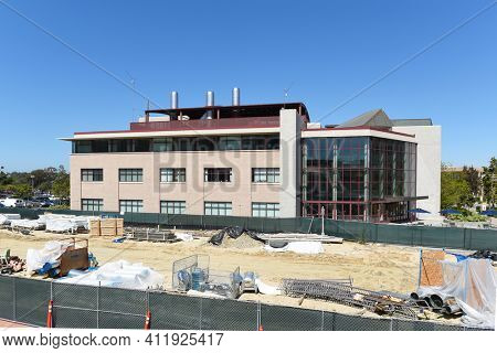 IRVINE, CALIFORNIA - 22 APRIL 2020: Construction of the Interdisciplinary Science and Engineering Building on the Campus of the University of California Irvine, UCI.
