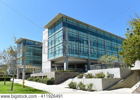 IRVINE, CALIFORNIA - 22 APRIL 2020:  Medical Education Buildings on the Campus of the University of California Irvine, UCI.