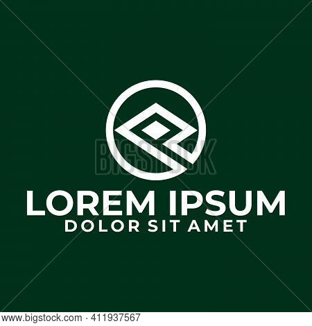 Initial Letter P Logo Template With Modern Geometric Circle Line Art Illustration In Flat Design Mon