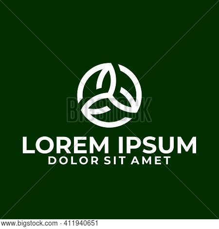 Initial Letter Triple E Logo Template With Geometric Triskele Line Art Illustration In Flat Design M