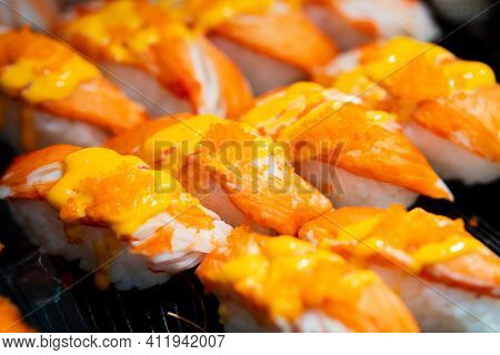Suchi For Sell In The Supermarket, Suchi Is Japanese National Food Popular Throughout The World