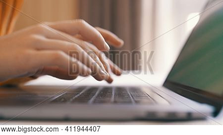 Typing On Laptop Keyboard Internet Close-up Work Communication