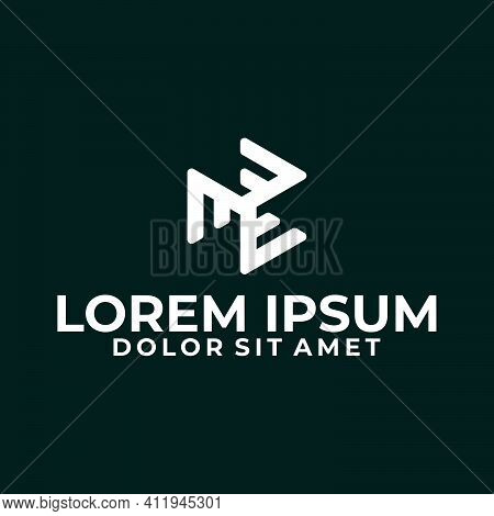Initial Letter E Or Triple E Logo Template With Geometric Triskele Line Art Illustration In Flat Des