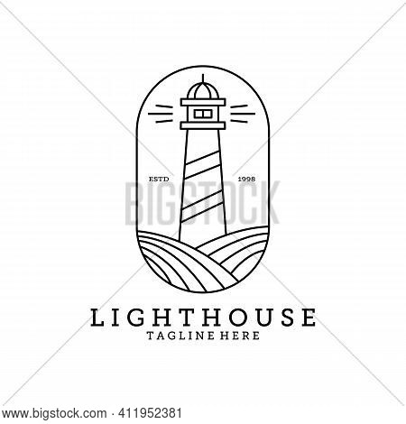 Light House Logo Line Art Vector Illustration Design