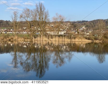 Flach Lake Or Flachsee In The Natural Protection Zone Aargau Reuss River Plain (naturschutzzone Aarg