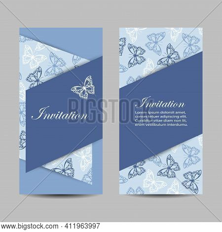 Set Of Horizontal Banners With The Butterflies
