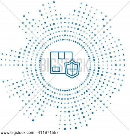 Blue Line Delivery Security With Shield Icon Isolated On White Background. Delivery Insurance. Insur