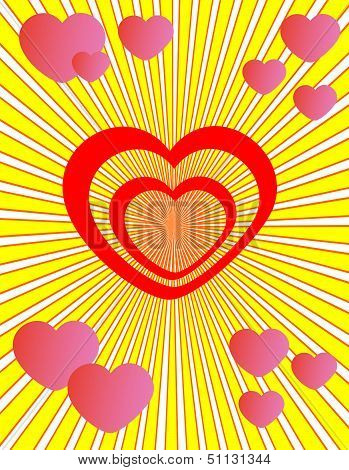 Valentine card with hearts