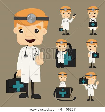Set Of Doctor Characters Poses