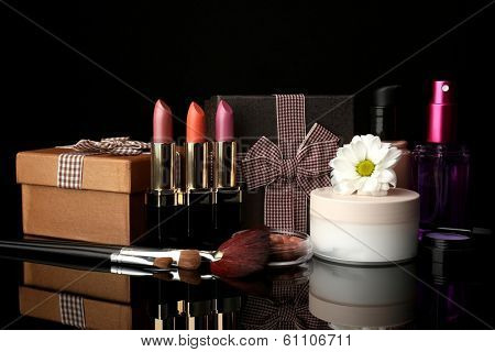 Beauty set gift on black background