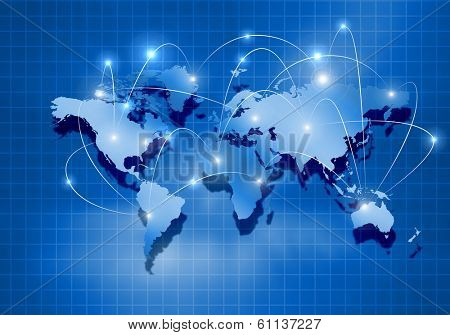 Background digital image of world map with connection lines