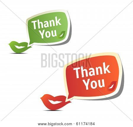 Set of bright colorful stickers Thank You