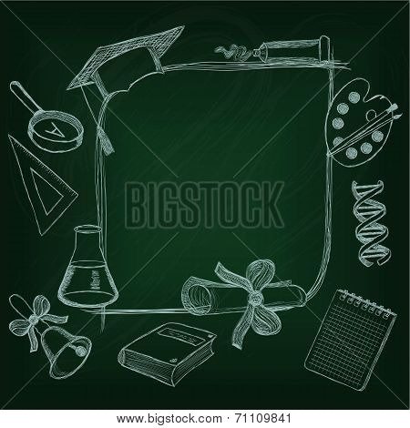 Back to school frame designed  by chalk