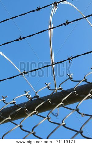 Barbwire and razor fence     Save to a Lightbox ?            Find Similar Images     Share ?  Barbwire and metal fence 