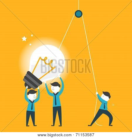 Flat Design For Team Work Concept