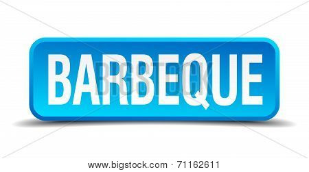 Barbeque Blue 3D Realistic Square Isolated Button