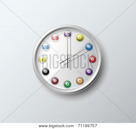 Wall clock isolated billiard