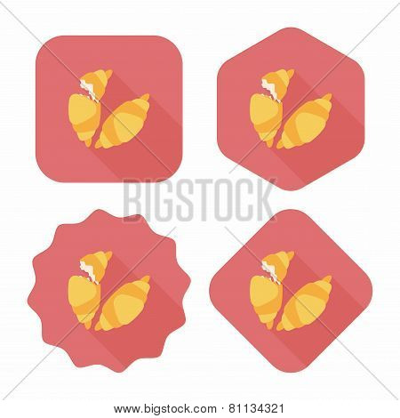 Croissants Flat Icon With Long Shadow,